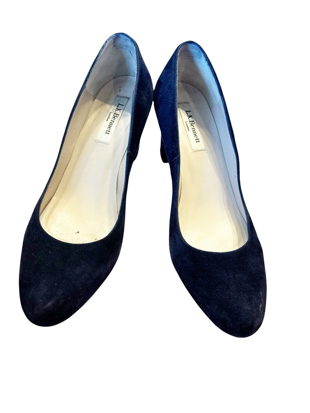 LK Bennett Navy Suede Pointed-Toe Pumps